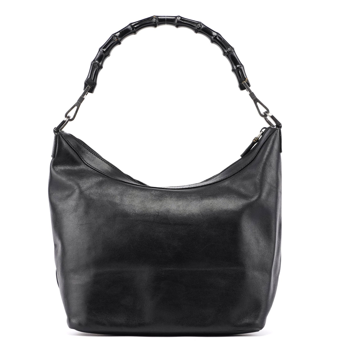 Black Calfskin Bamboo Shoulder Bag