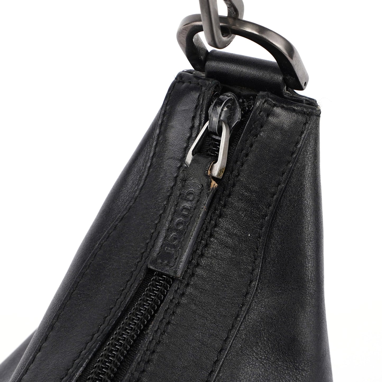 Black Calfskin Bamboo Shoulder Bag