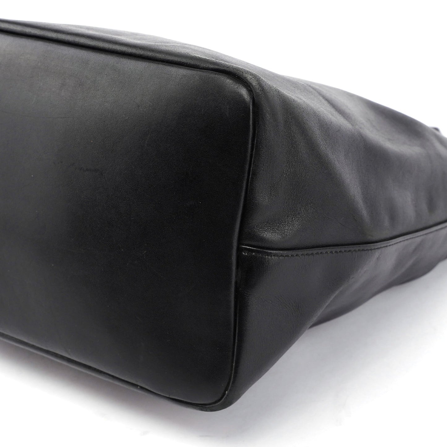 Black Calfskin Bamboo Shoulder Bag