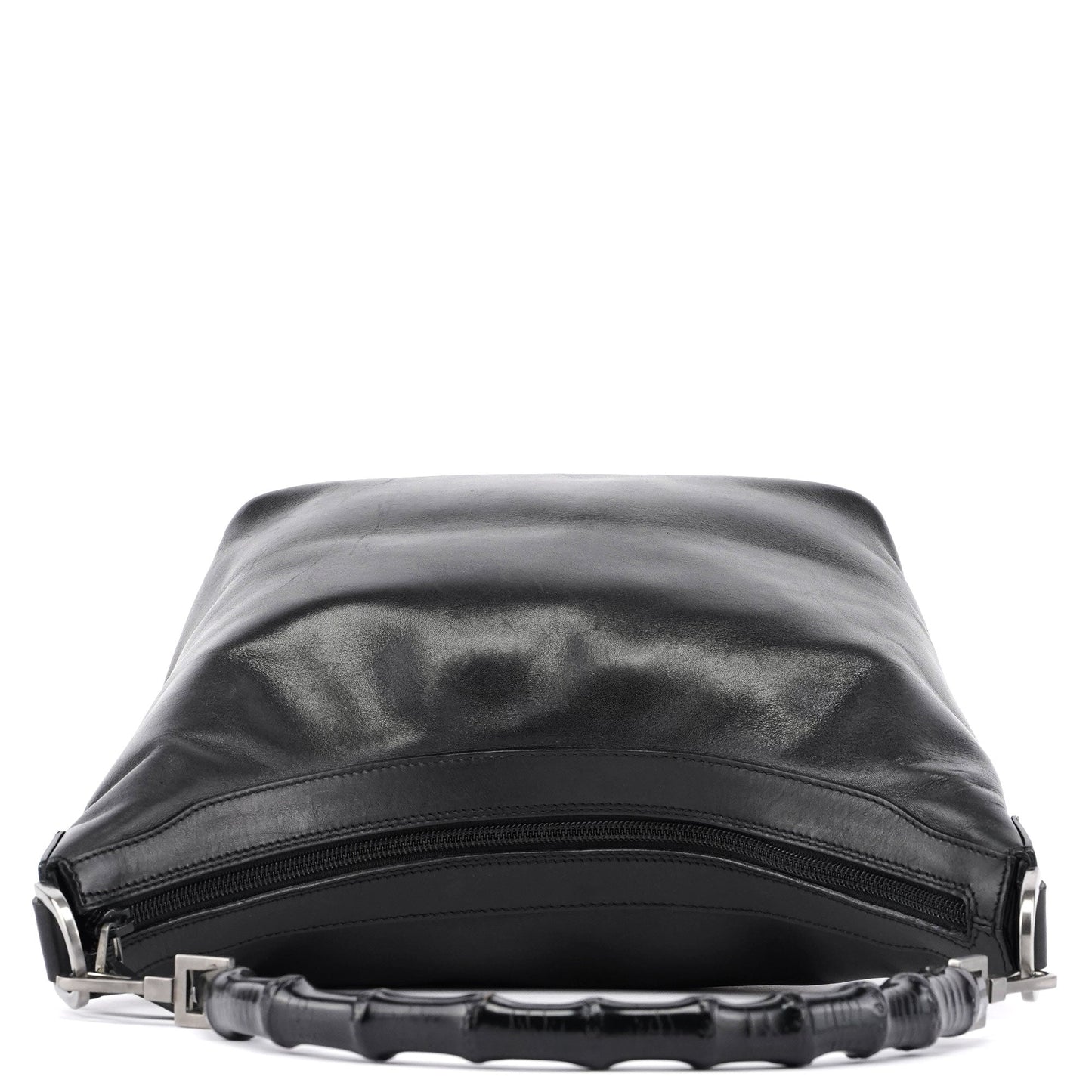 Black Calfskin Bamboo Shoulder Bag