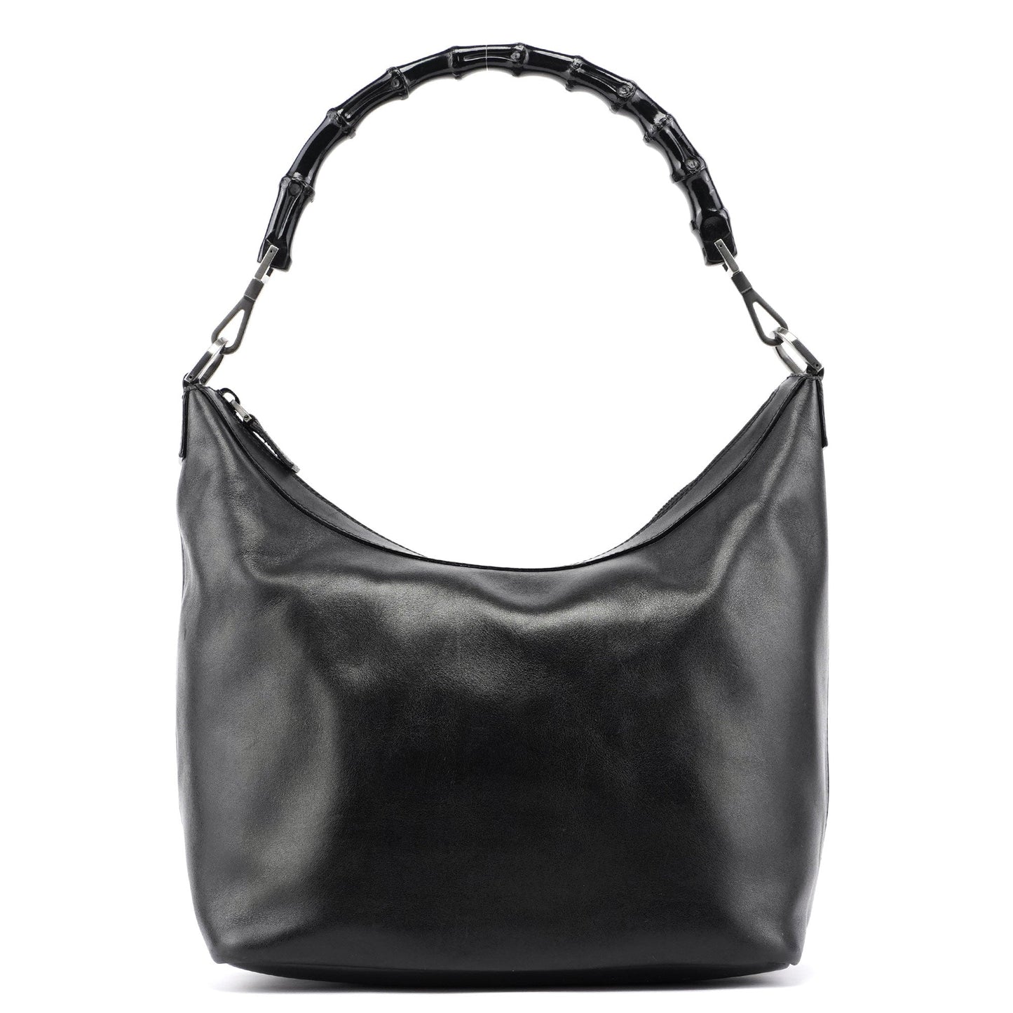Black Calfskin Bamboo Shoulder Bag