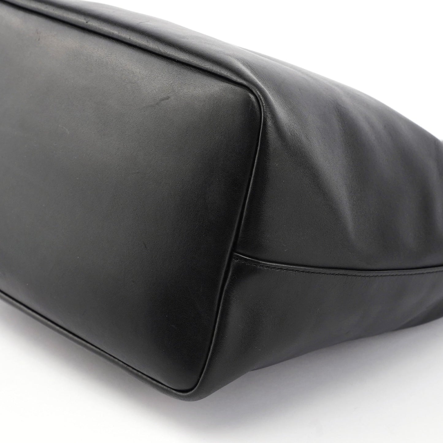 Black Calfskin Bamboo Shoulder Bag