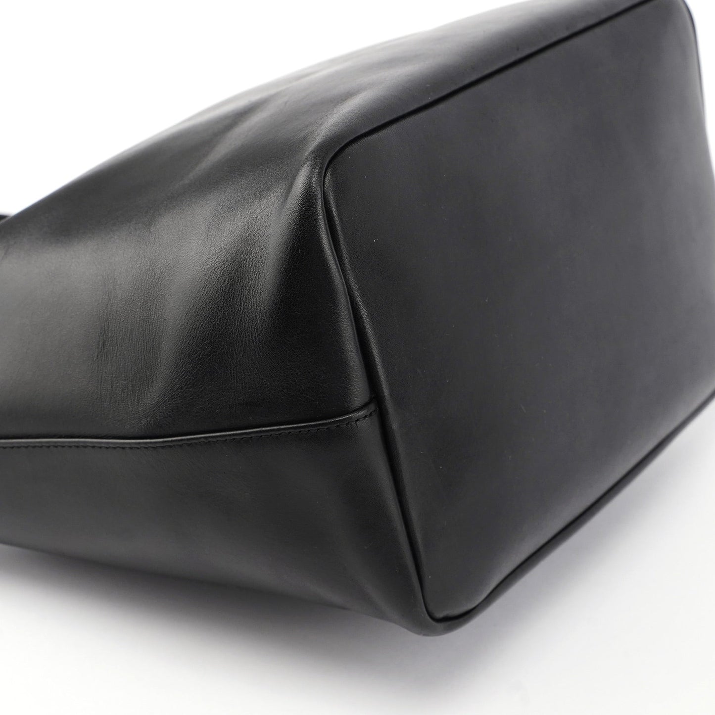 Black Calfskin Bamboo Shoulder Bag