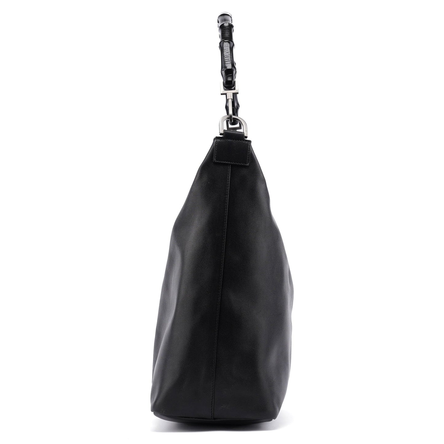Black Calfskin Bamboo Shoulder Bag