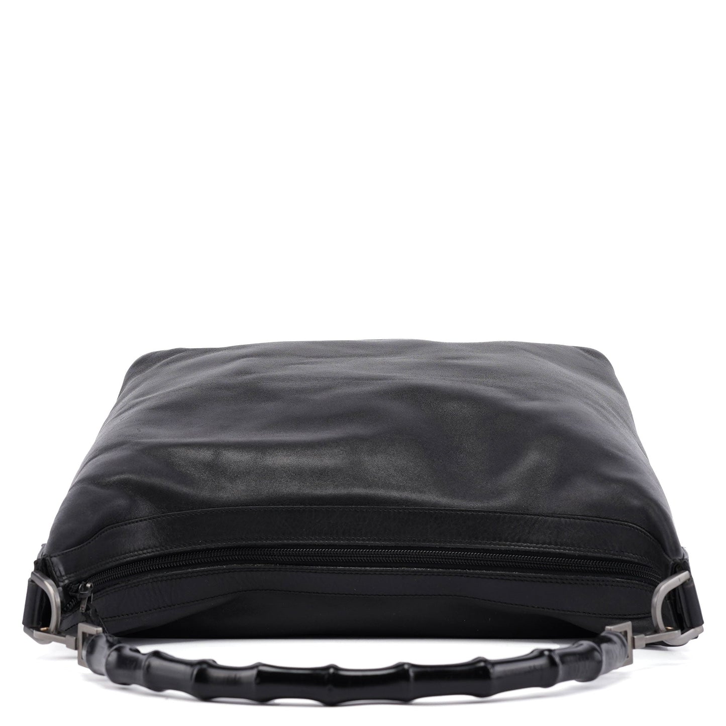 Black Calfskin Bamboo Shoulder Bag