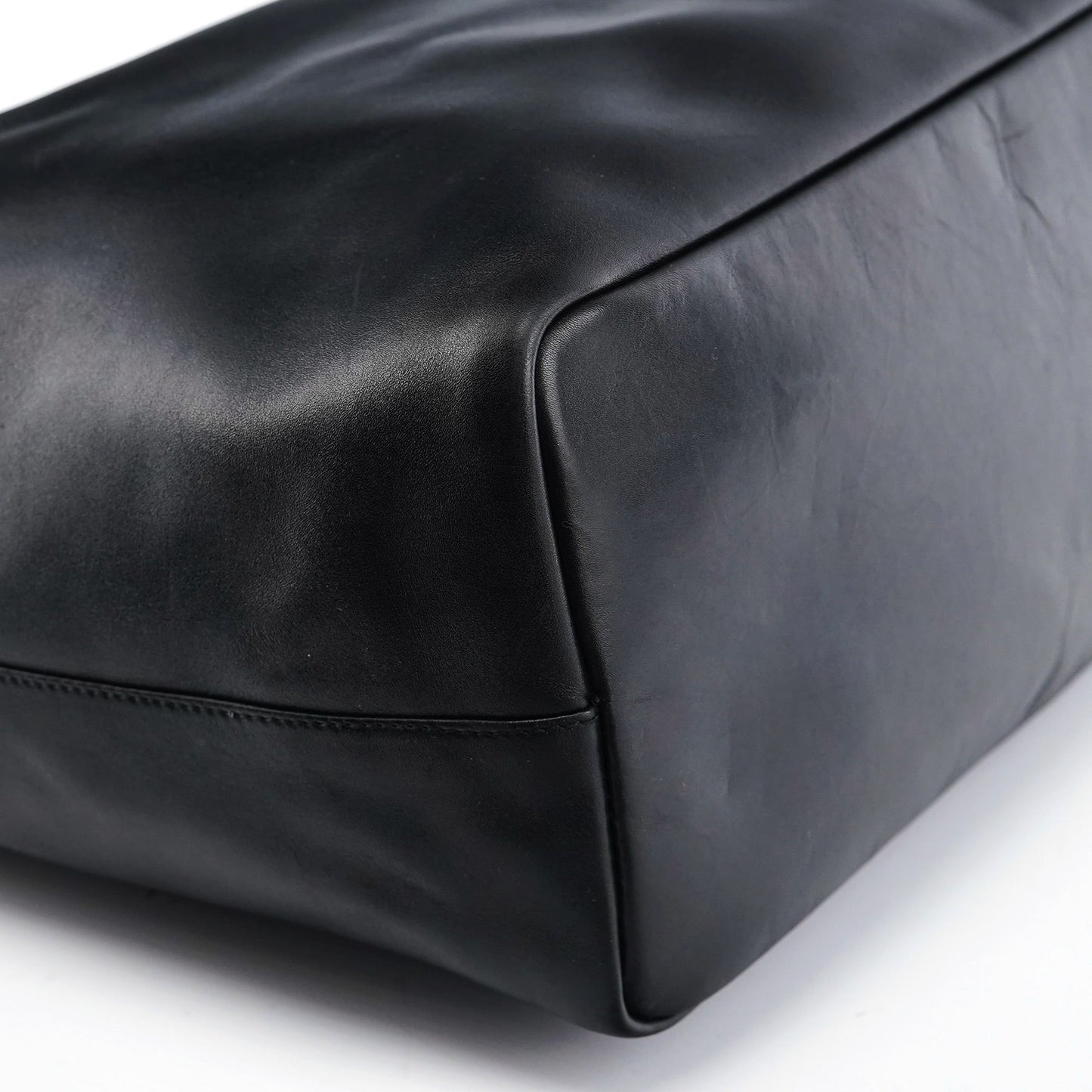 Black Calfskin Bamboo Shoulder Bag