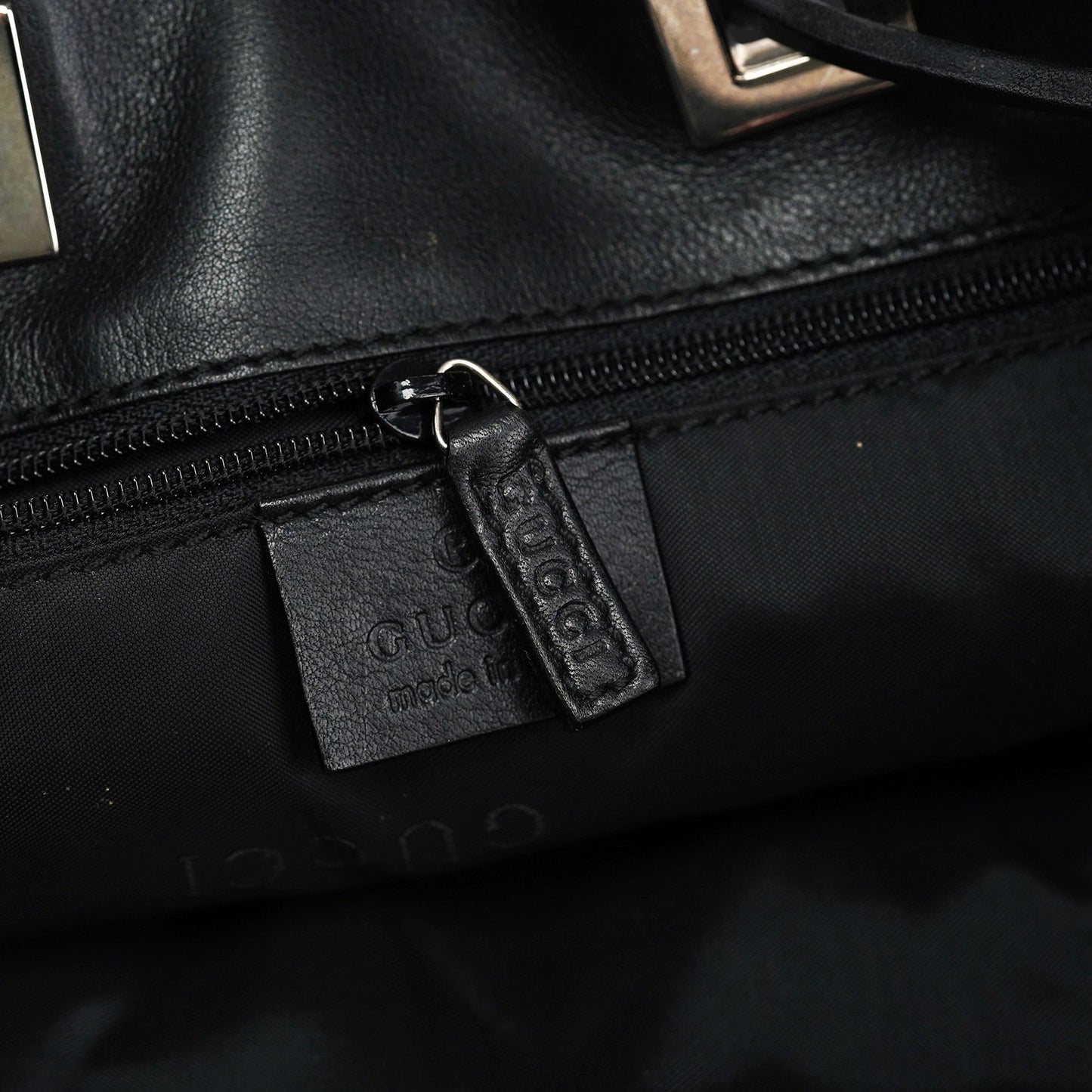 Black Calfskin Drawstring Chain Shoulder Bag