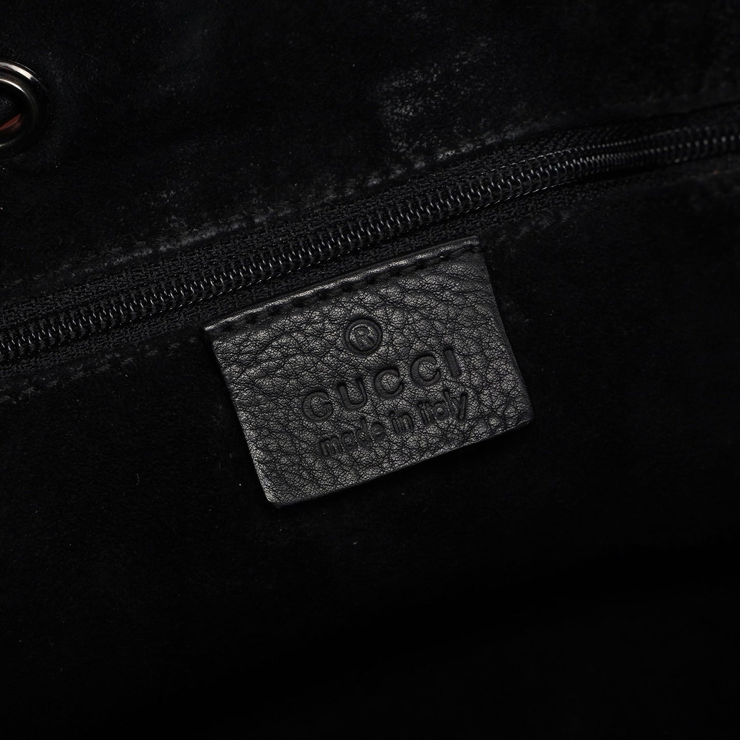 Black Calfskin Drawstring Shoulder Bag