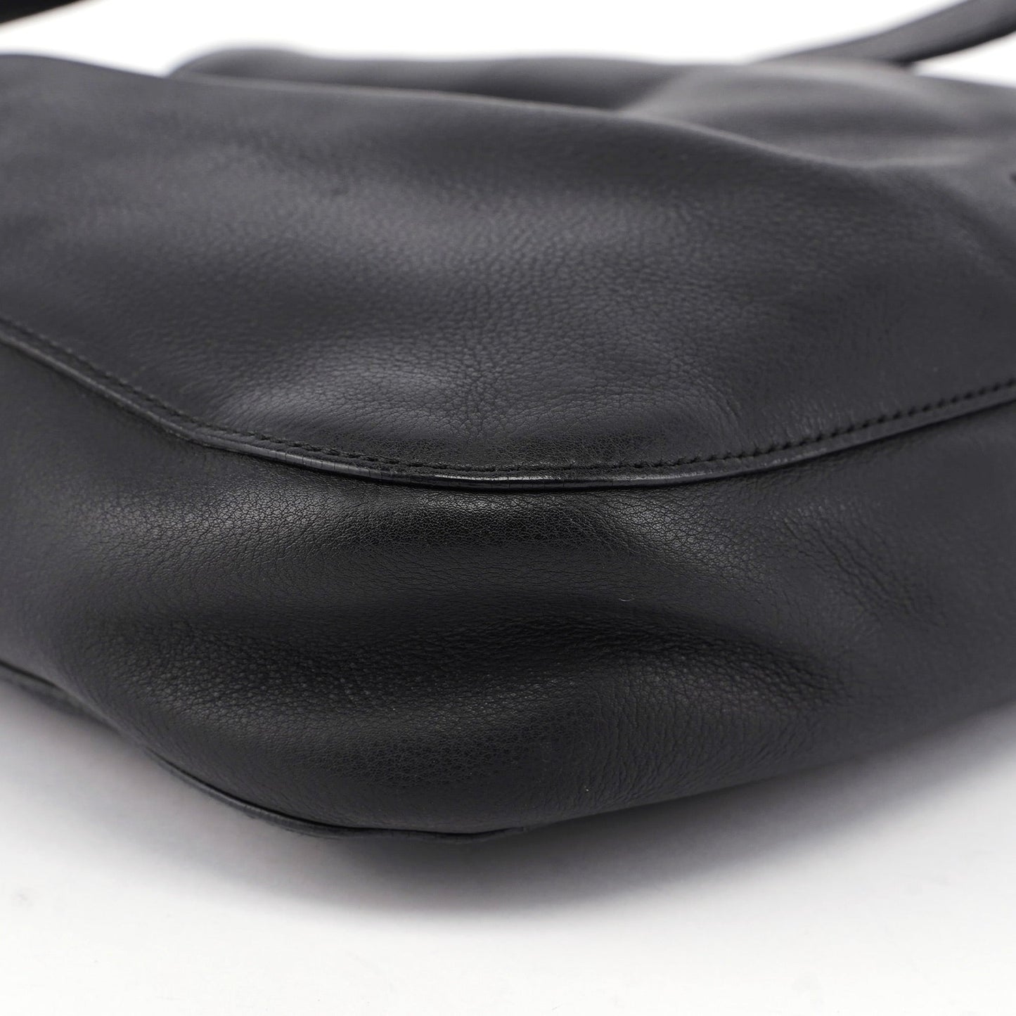 Black Calfskin Drawstring Shoulder Bag