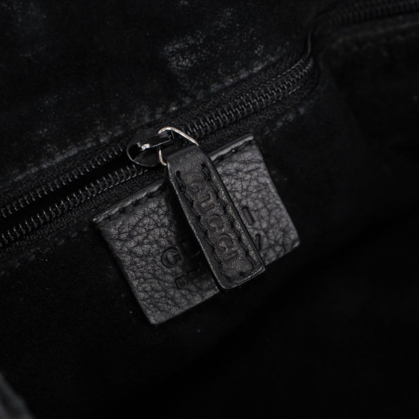 Black Calfskin Drawstring Shoulder Bag