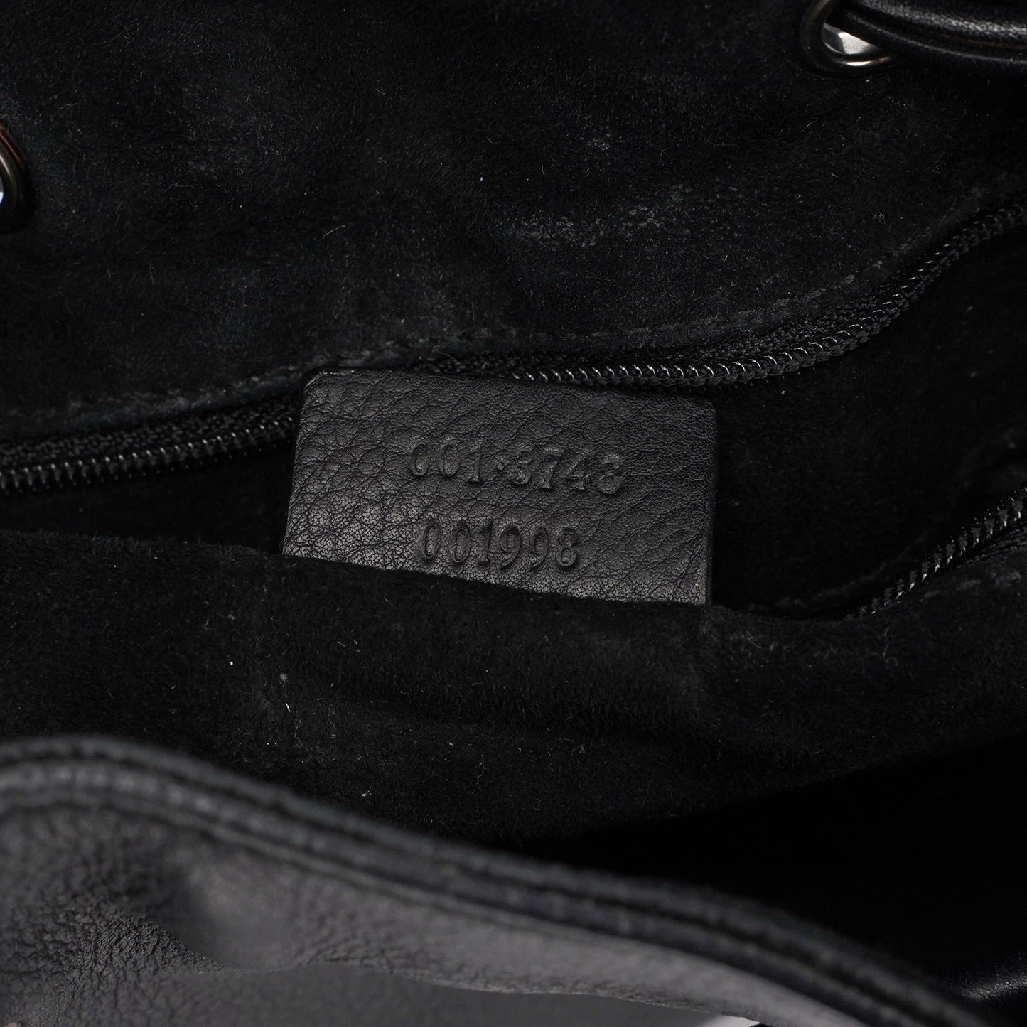 Black Calfskin Drawstring Shoulder Bag