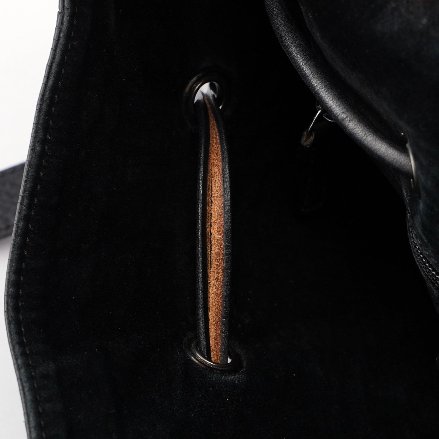 Black Calfskin Drawstring Shoulder Bag