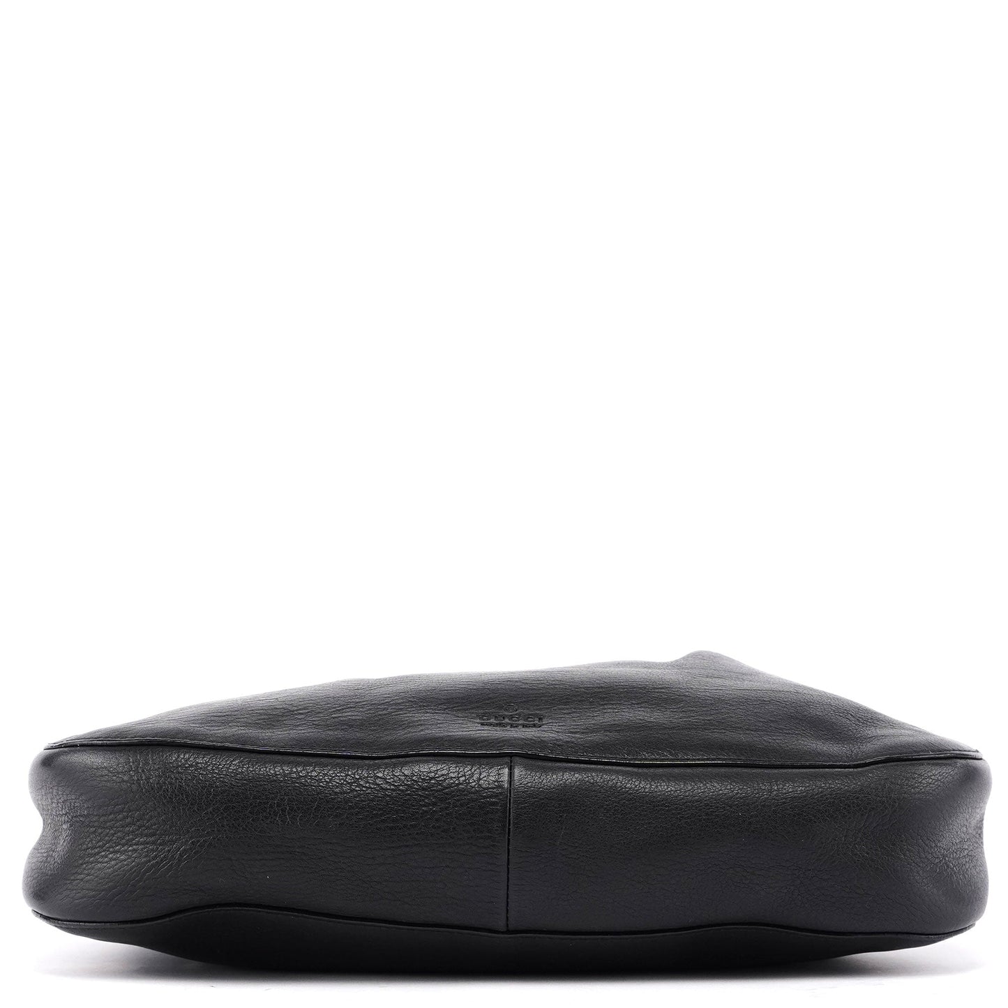 Black Calfskin Drawstring Shoulder Bag