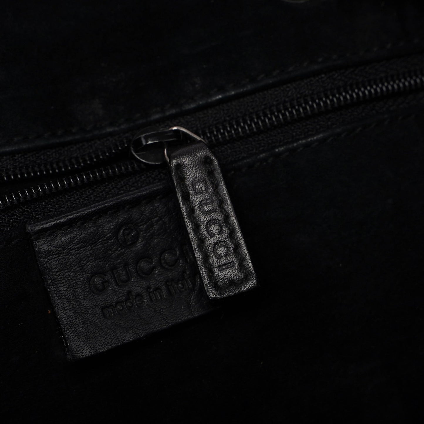 Black Calfskin Drawstring Shoulder Bag