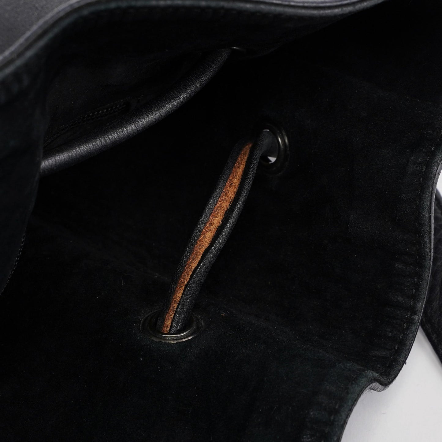 Black Calfskin Drawstring Shoulder Bag