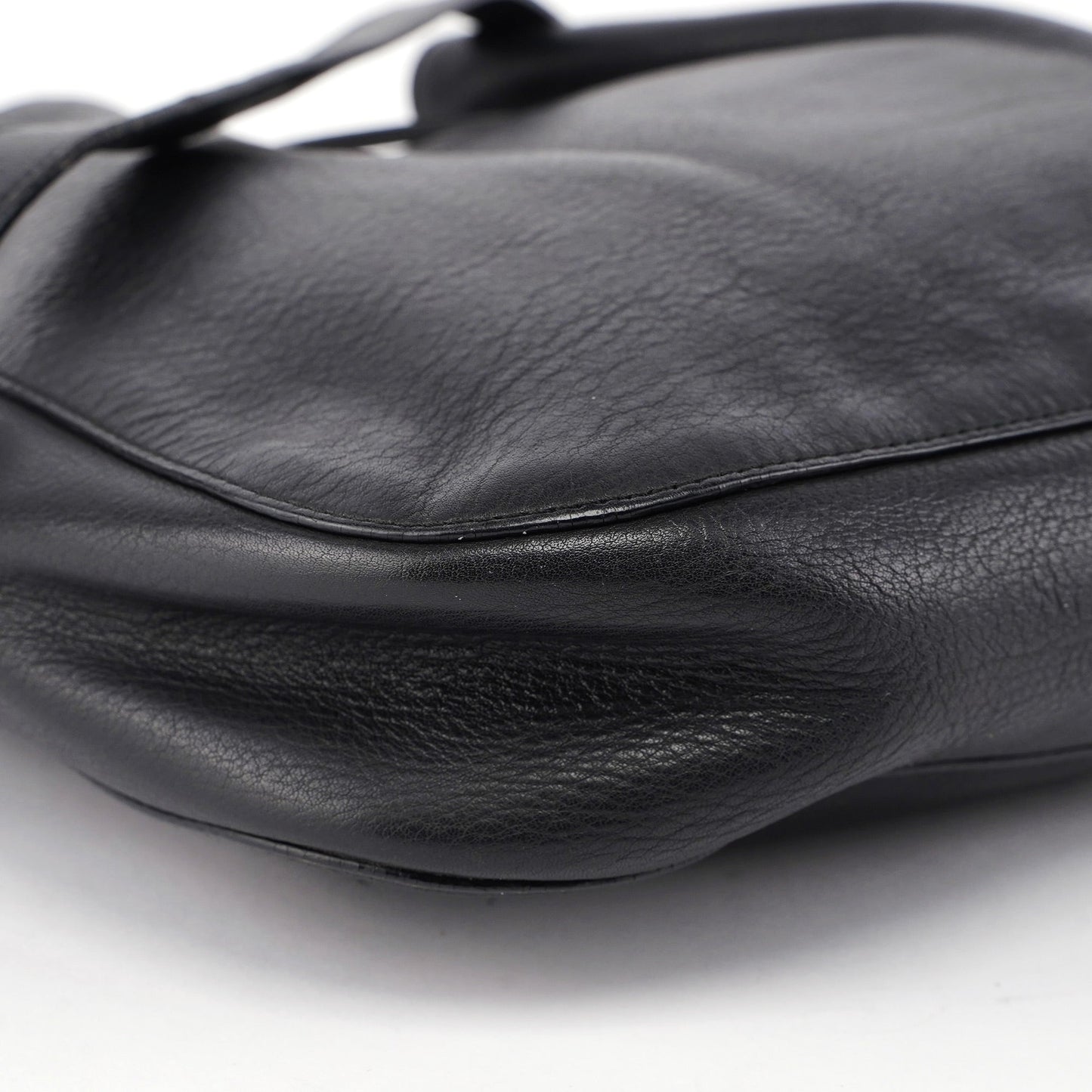 Black Calfskin Drawstring Shoulder Bag