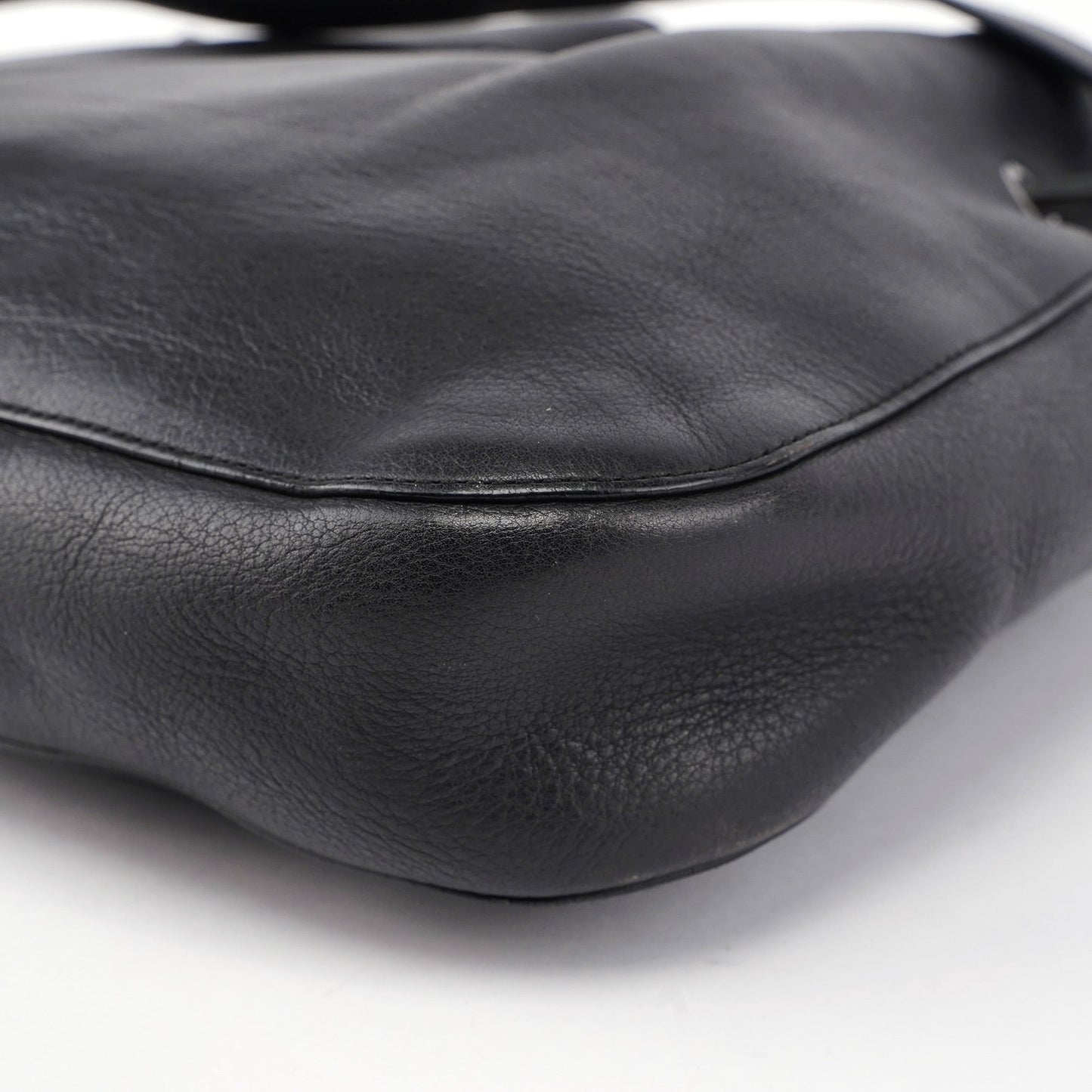 Black Calfskin Drawstring Shoulder Bag