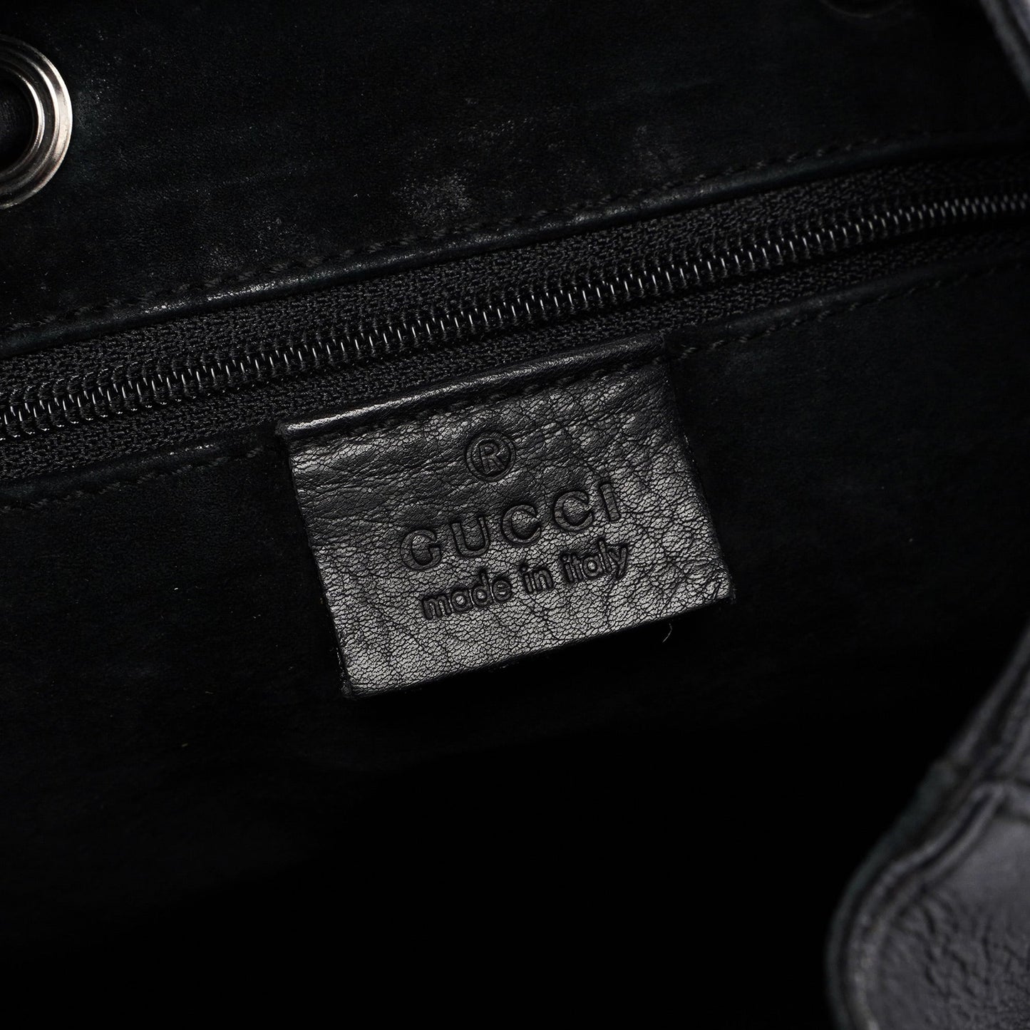 Black Calfskin Drawstring Shoulder Bag