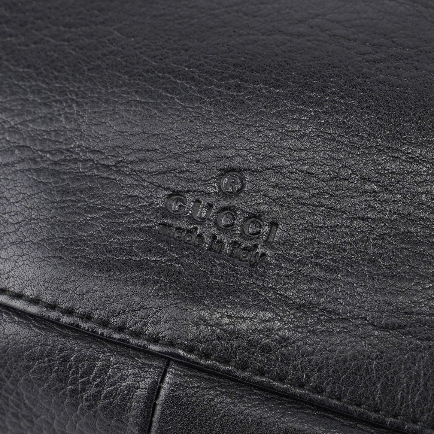 Black Calfskin Drawstring Shoulder Bag