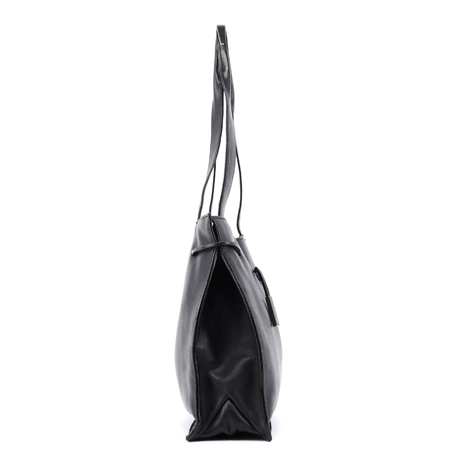 Black Calfskin Drawstring Tote