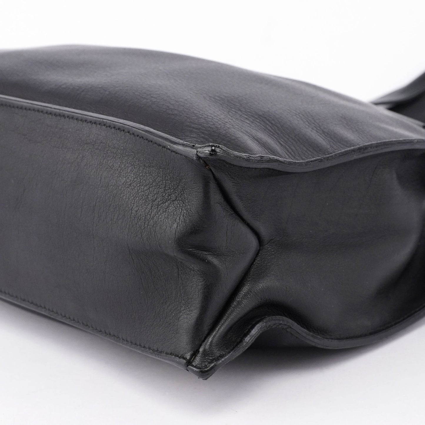 Black Calfskin Drawstring Tote