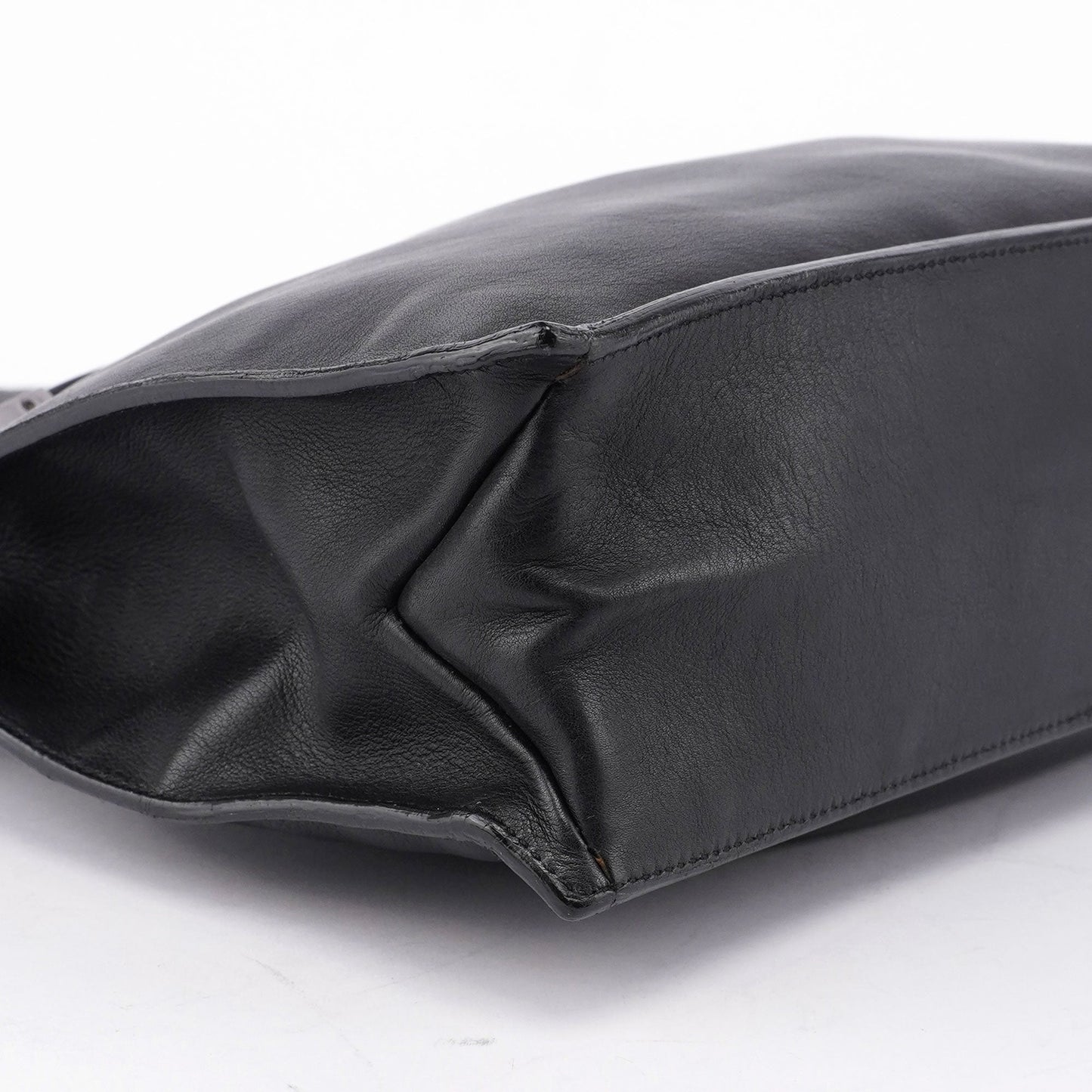 Black Calfskin Drawstring Tote