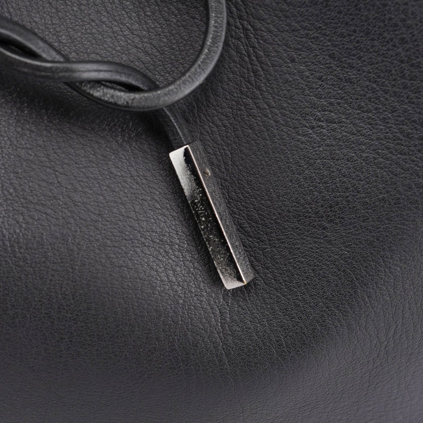 Black Calfskin Drawstring Tote