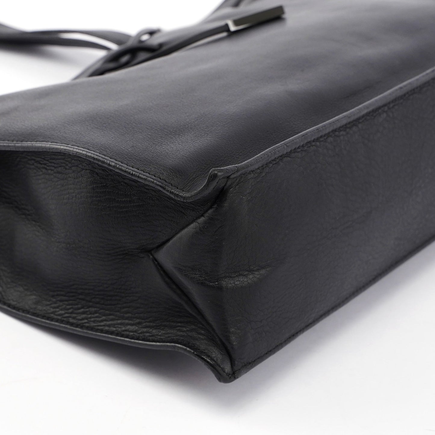 Black Calfskin Drawstring Tote Bag