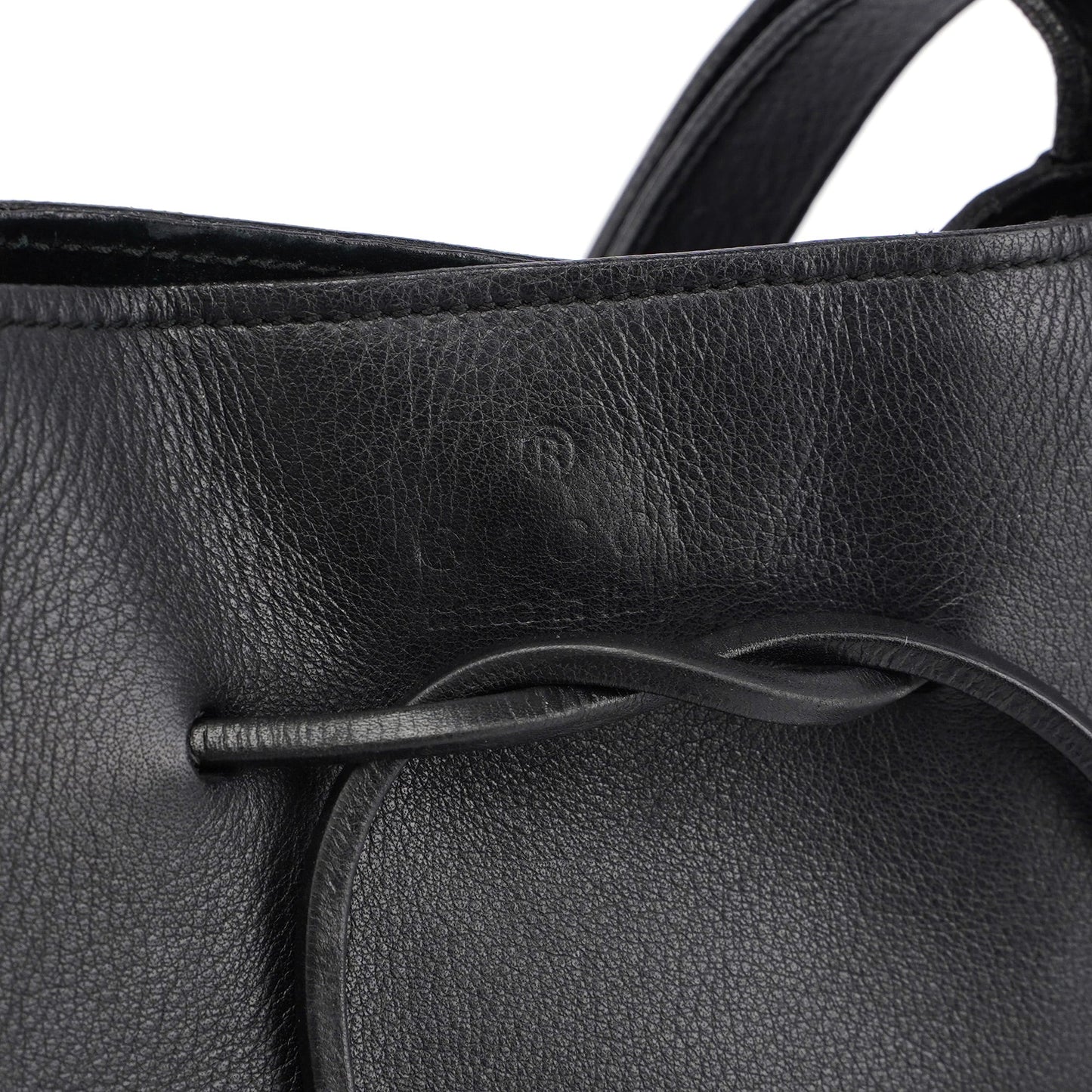 Black Calfskin Drawstring Tote Bag