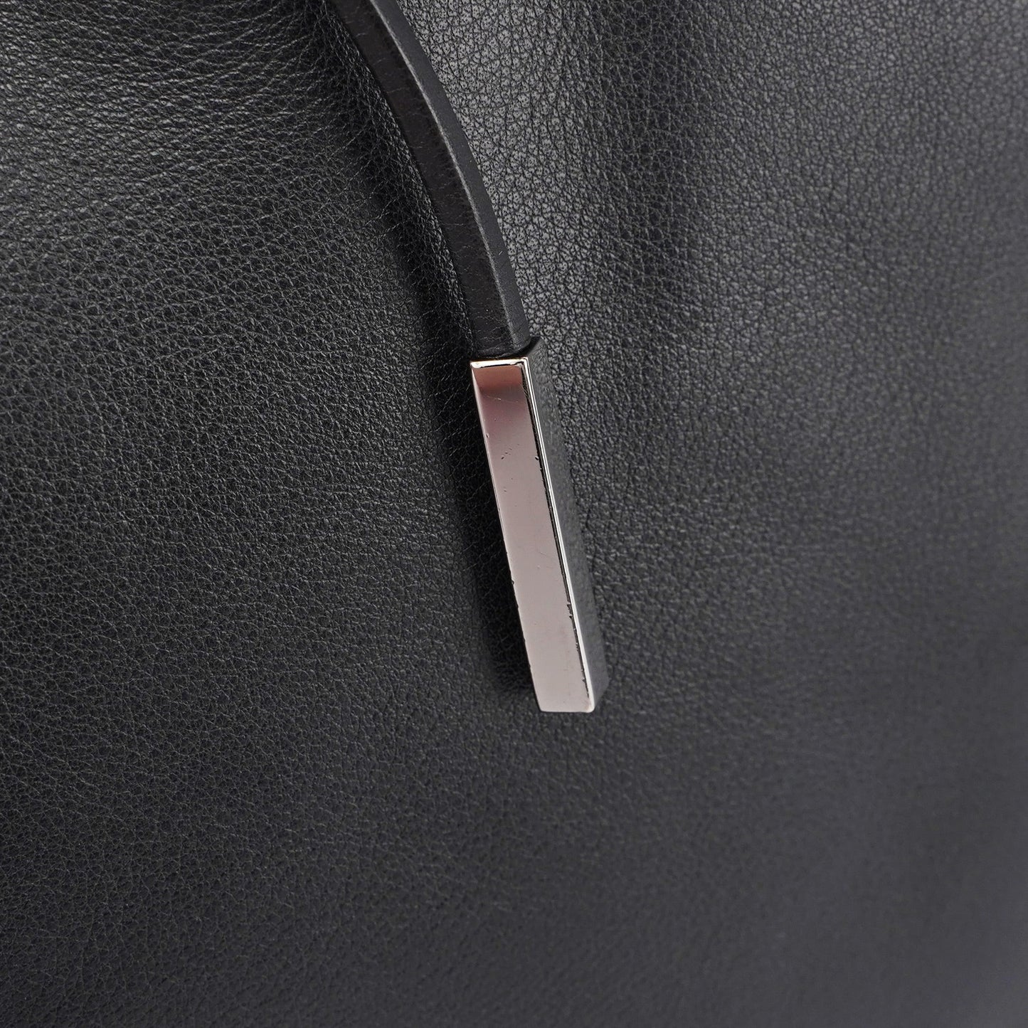 Black Calfskin Drawstring Tote Bag