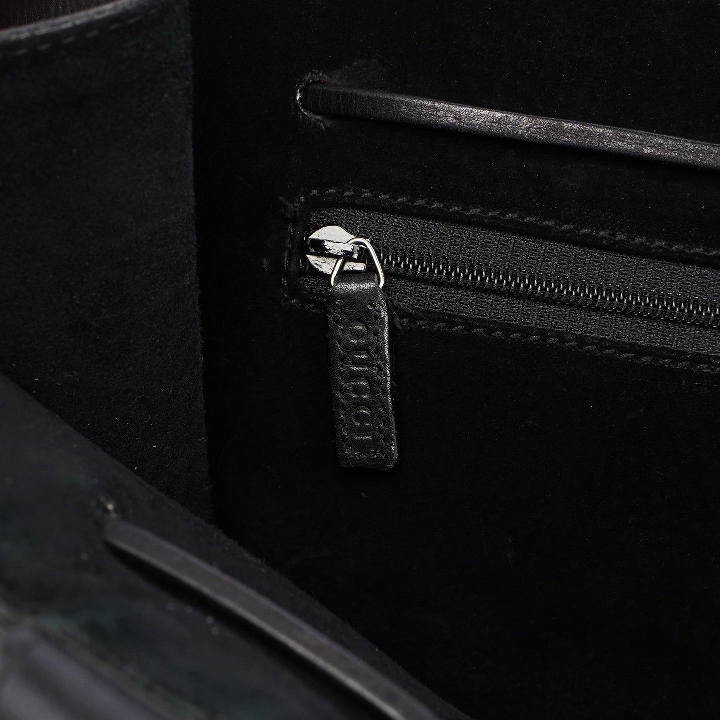 Black Calfskin Drawstring Tote Bag