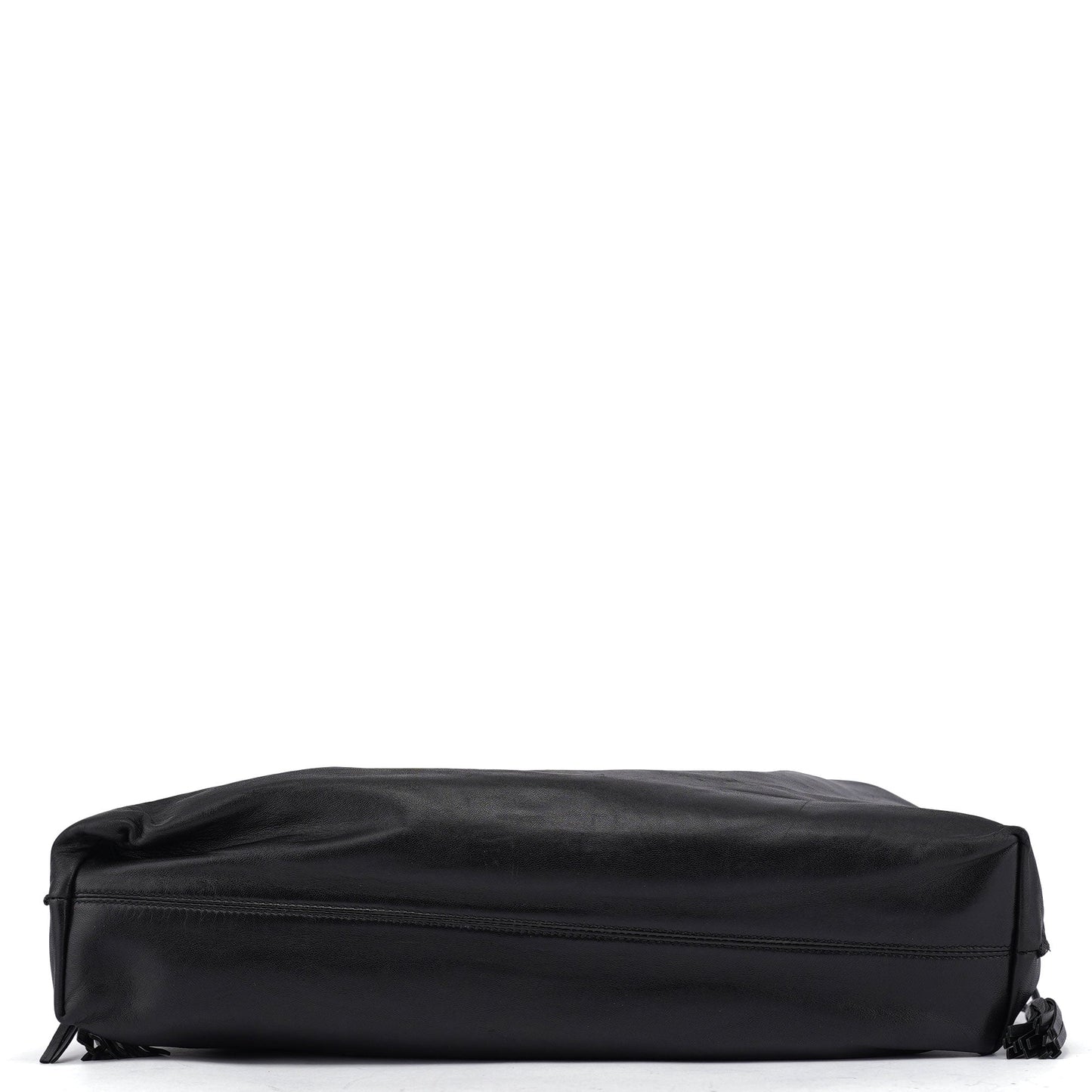 Black Calfskin Drawstring Tote Bag