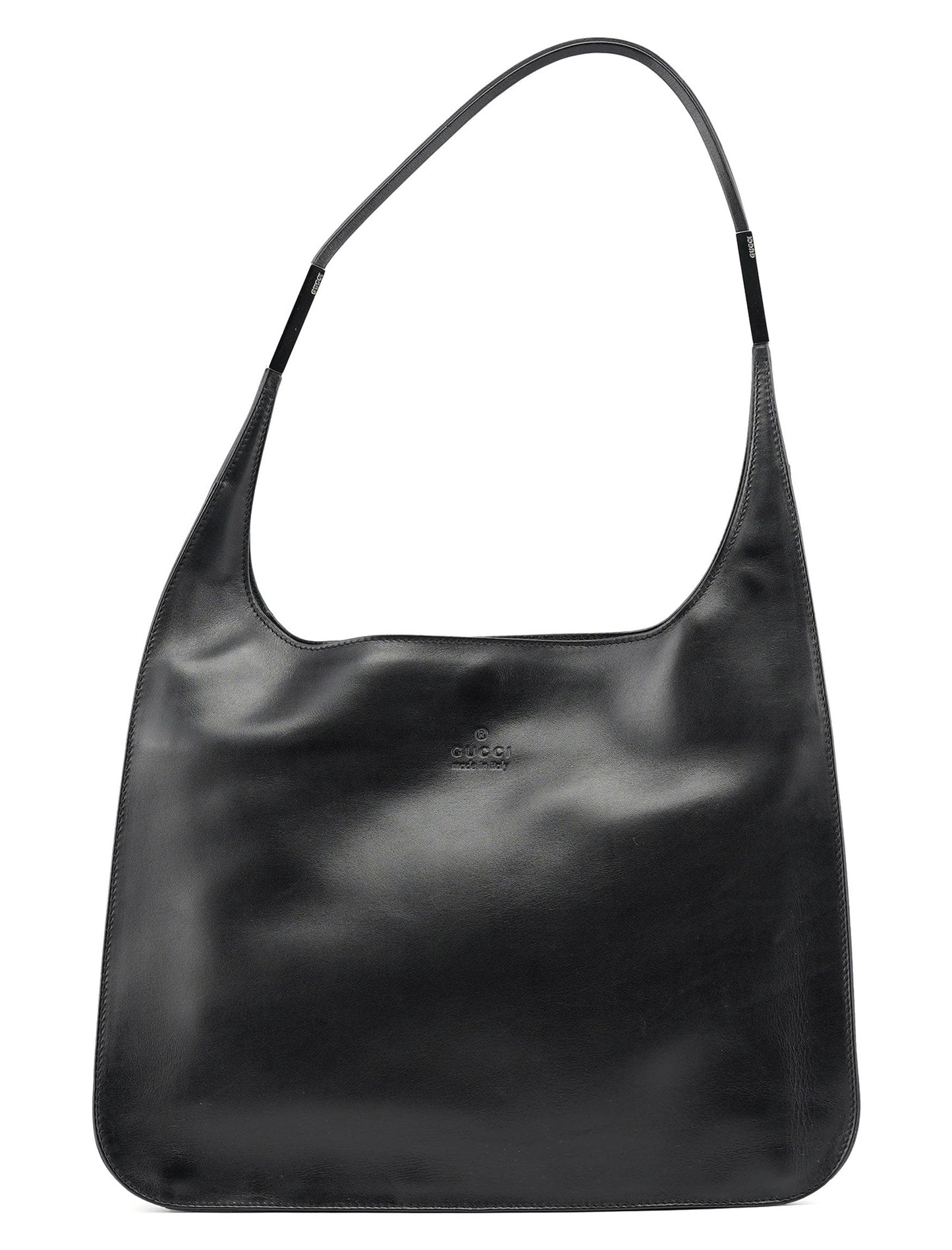 Black Calfskin Hobo Shoulder Bag