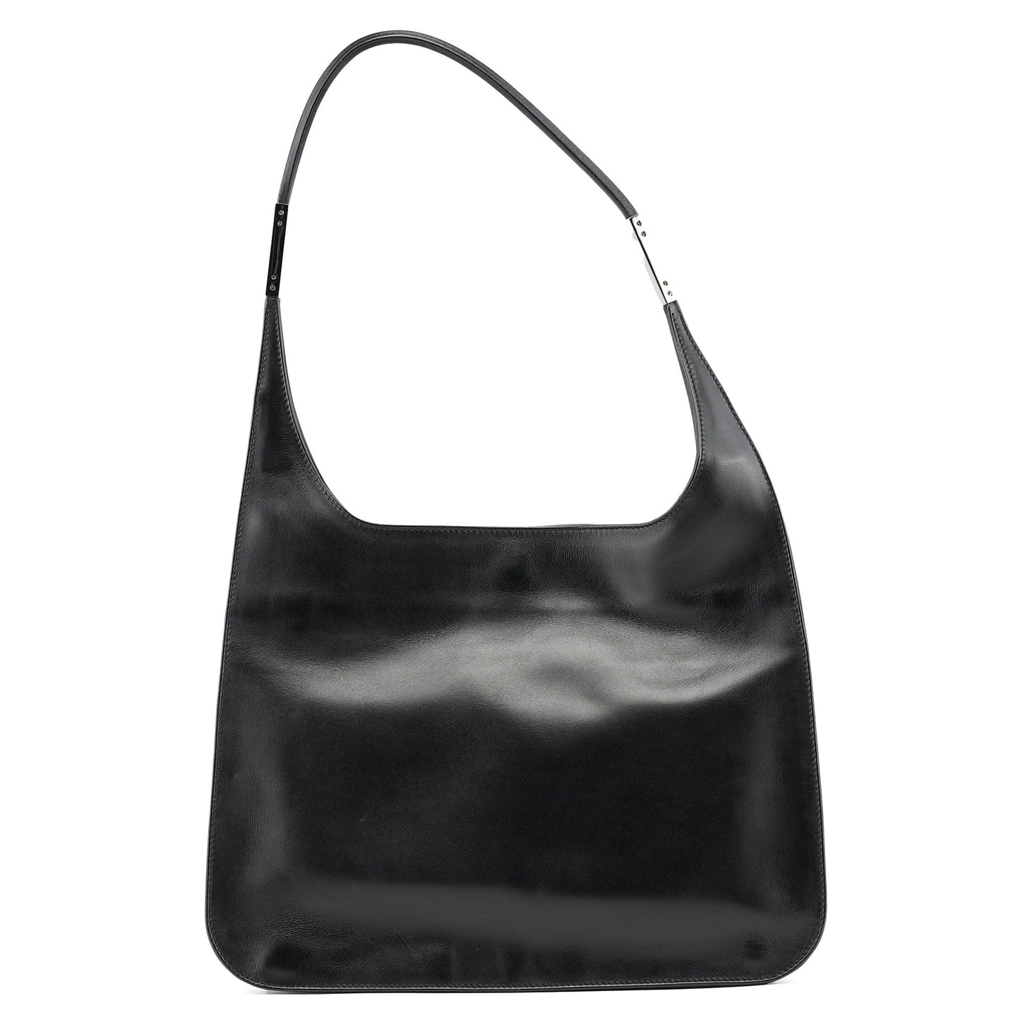 Black Calfskin Hobo Shoulder Bag