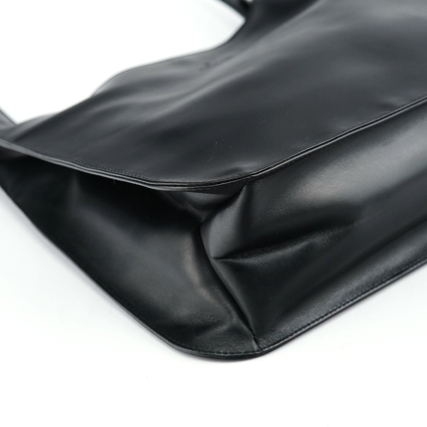 Black Calfskin Hobo Shoulder Bag