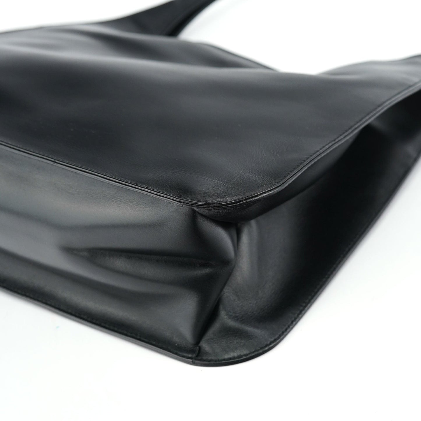 Black Calfskin Hobo Shoulder Bag