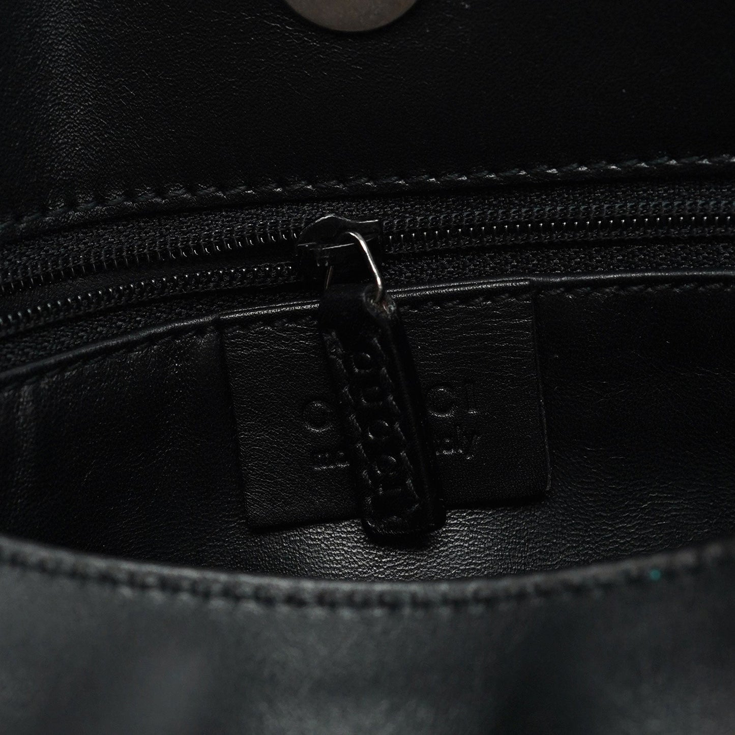 Black Calfskin Hobo Shoulder Bag