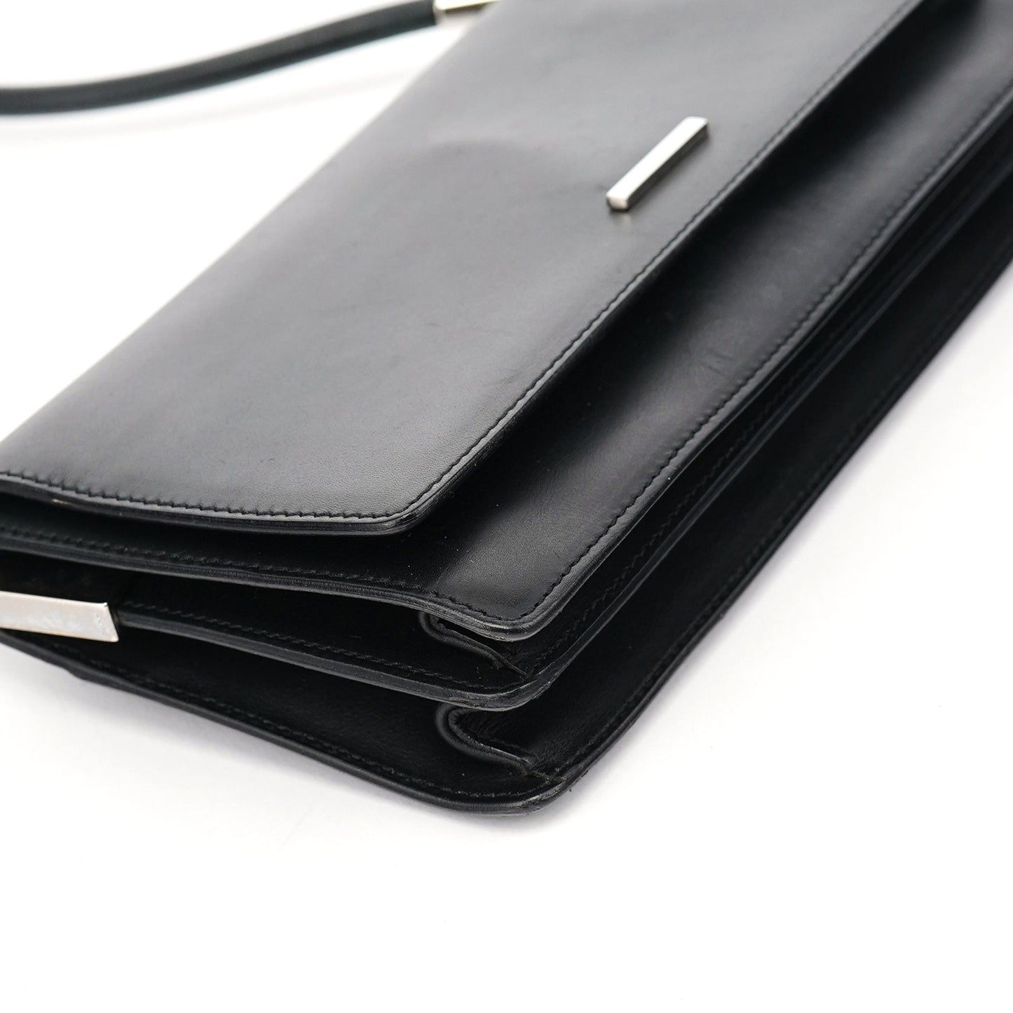 Black Calfskin Hobo Shoulder Bag