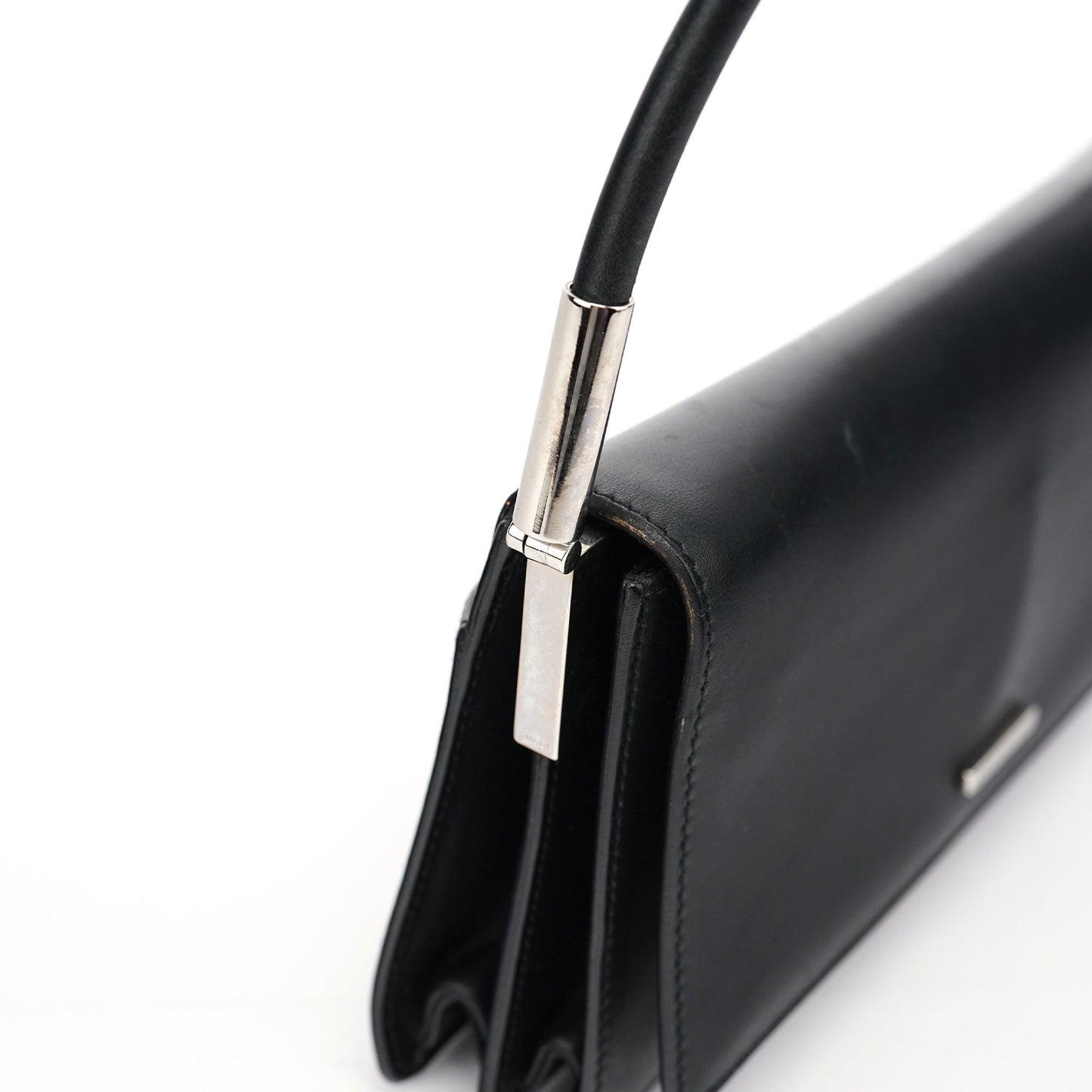 Black Calfskin Hobo Shoulder Bag