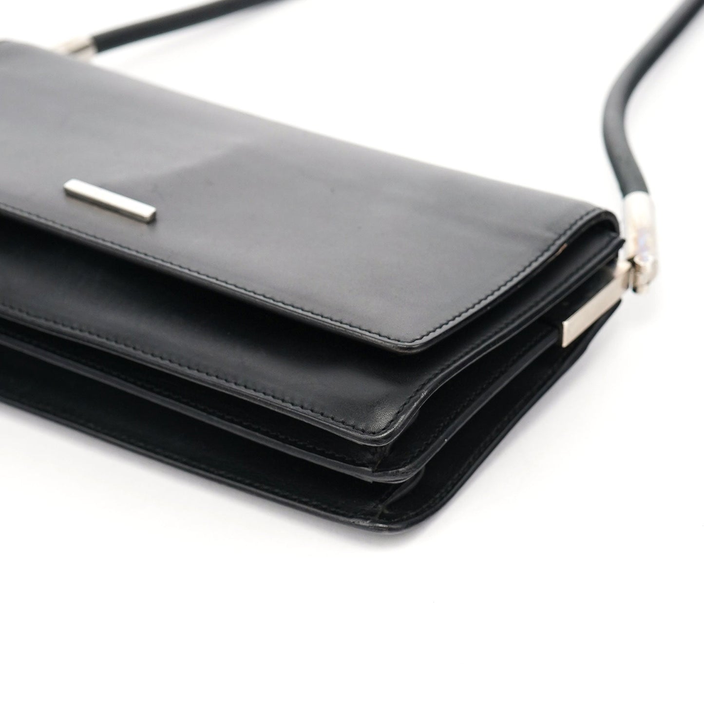 Black Calfskin Hobo Shoulder Bag