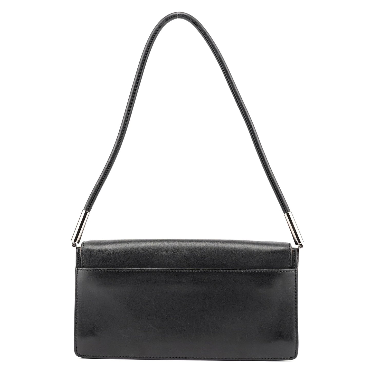 Black Calfskin Hobo Shoulder Bag
