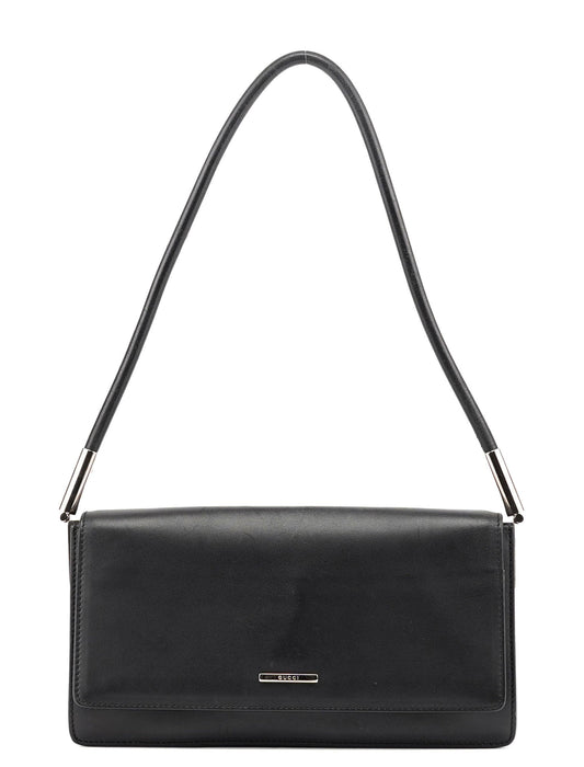 Black Calfskin Hobo Shoulder Bag