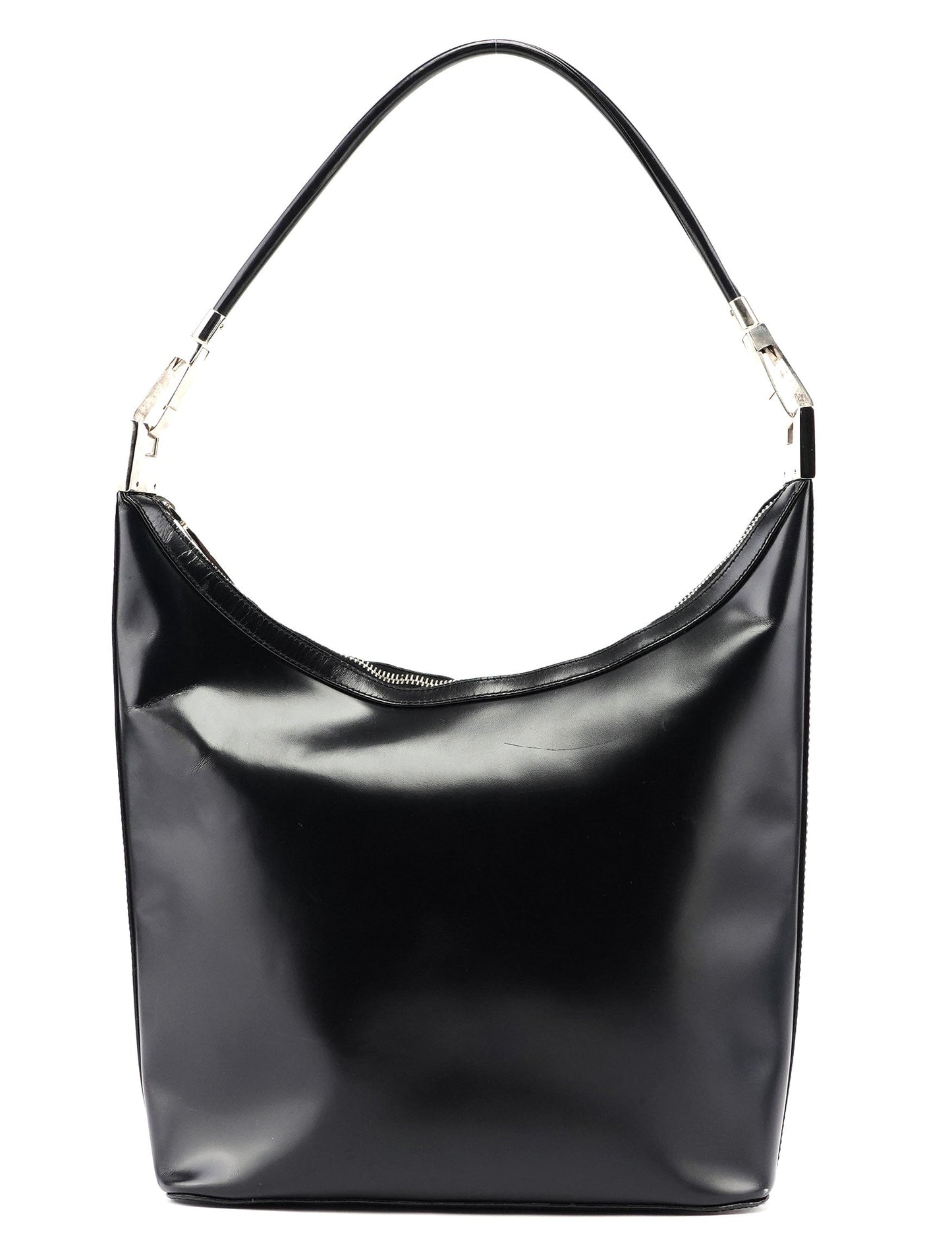 Black Calfskin Hobo Shoulder Bag