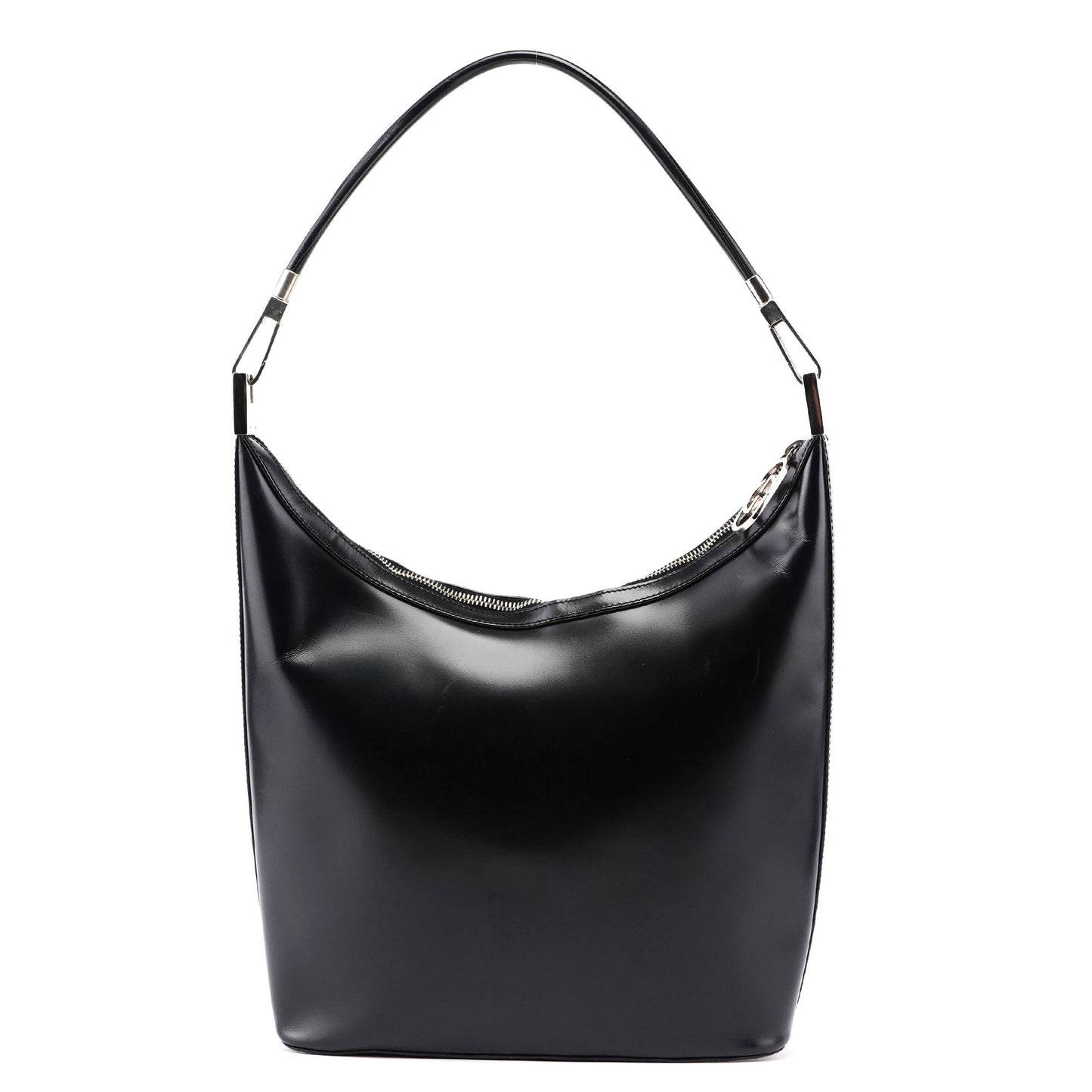 Black Calfskin Hobo Shoulder Bag