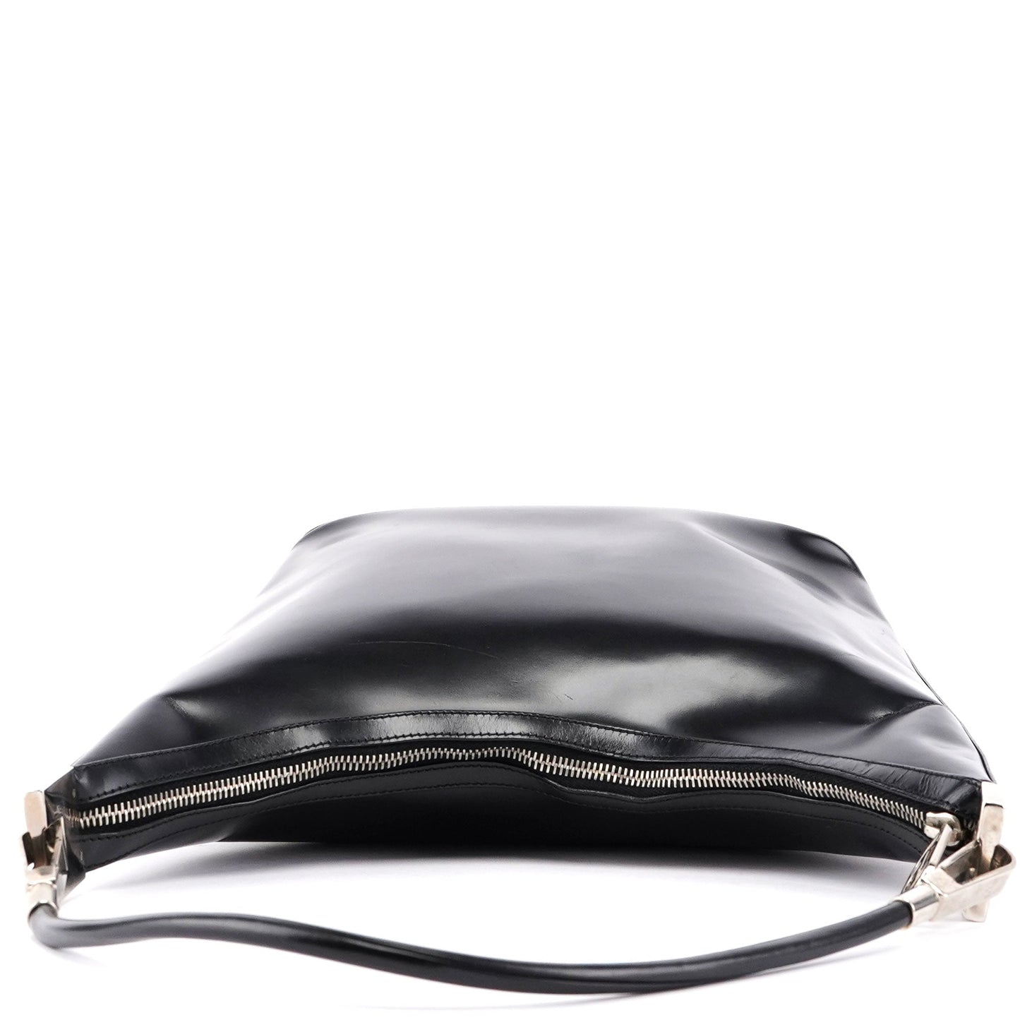 Black Calfskin Hobo Shoulder Bag