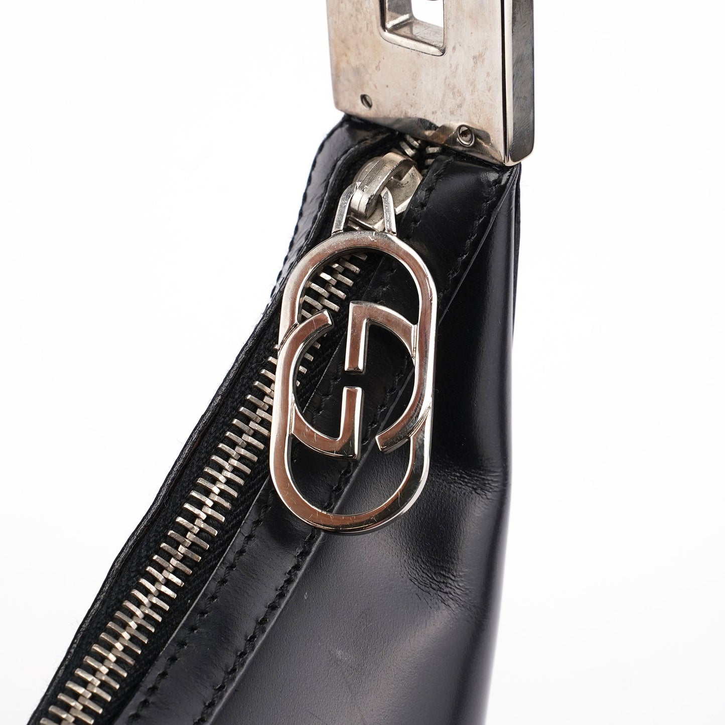 Black Calfskin Hobo Shoulder Bag