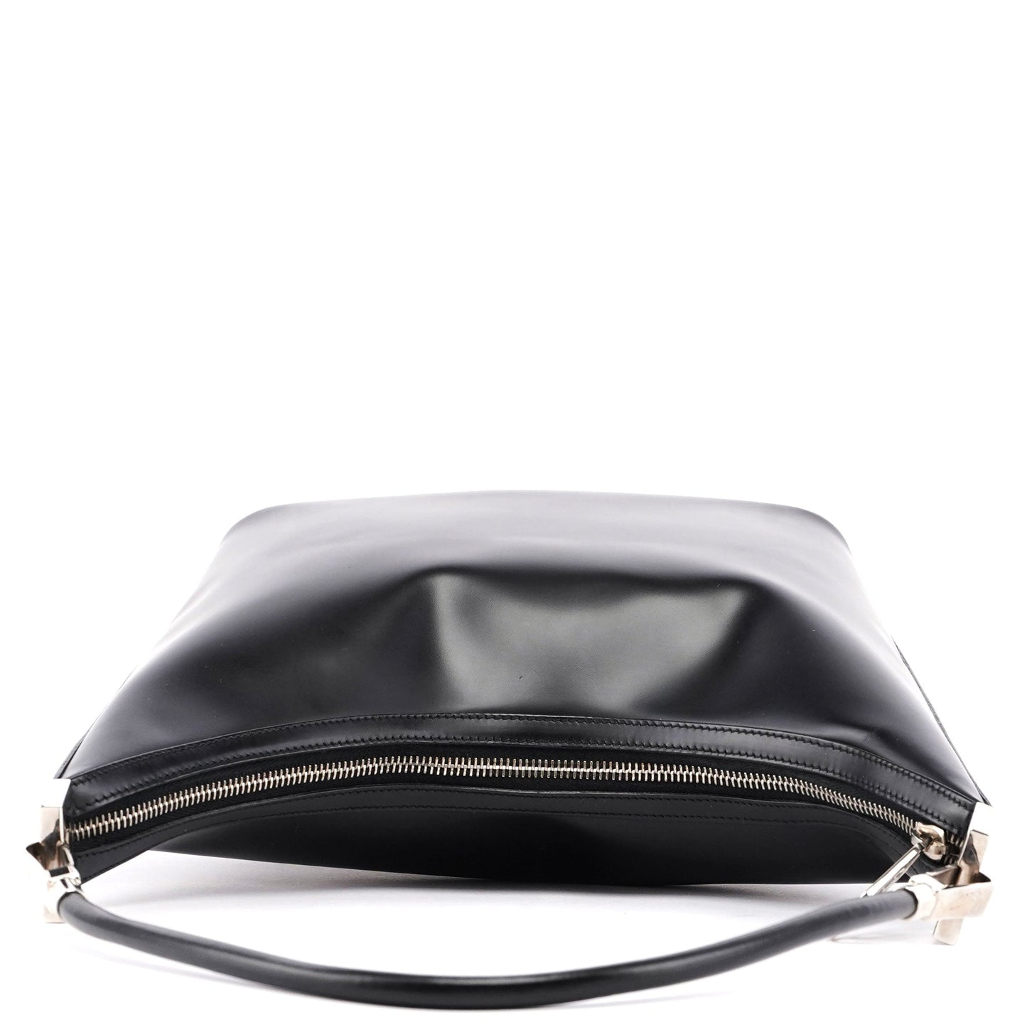 Black Calfskin Hobo Shoulder Bag