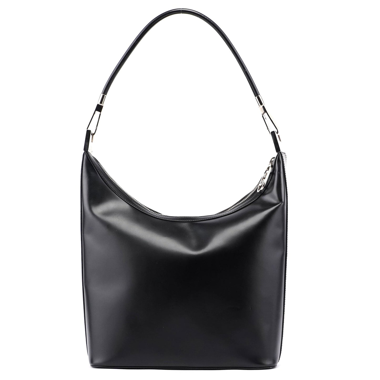 Black Calfskin Hobo Shoulder Bag