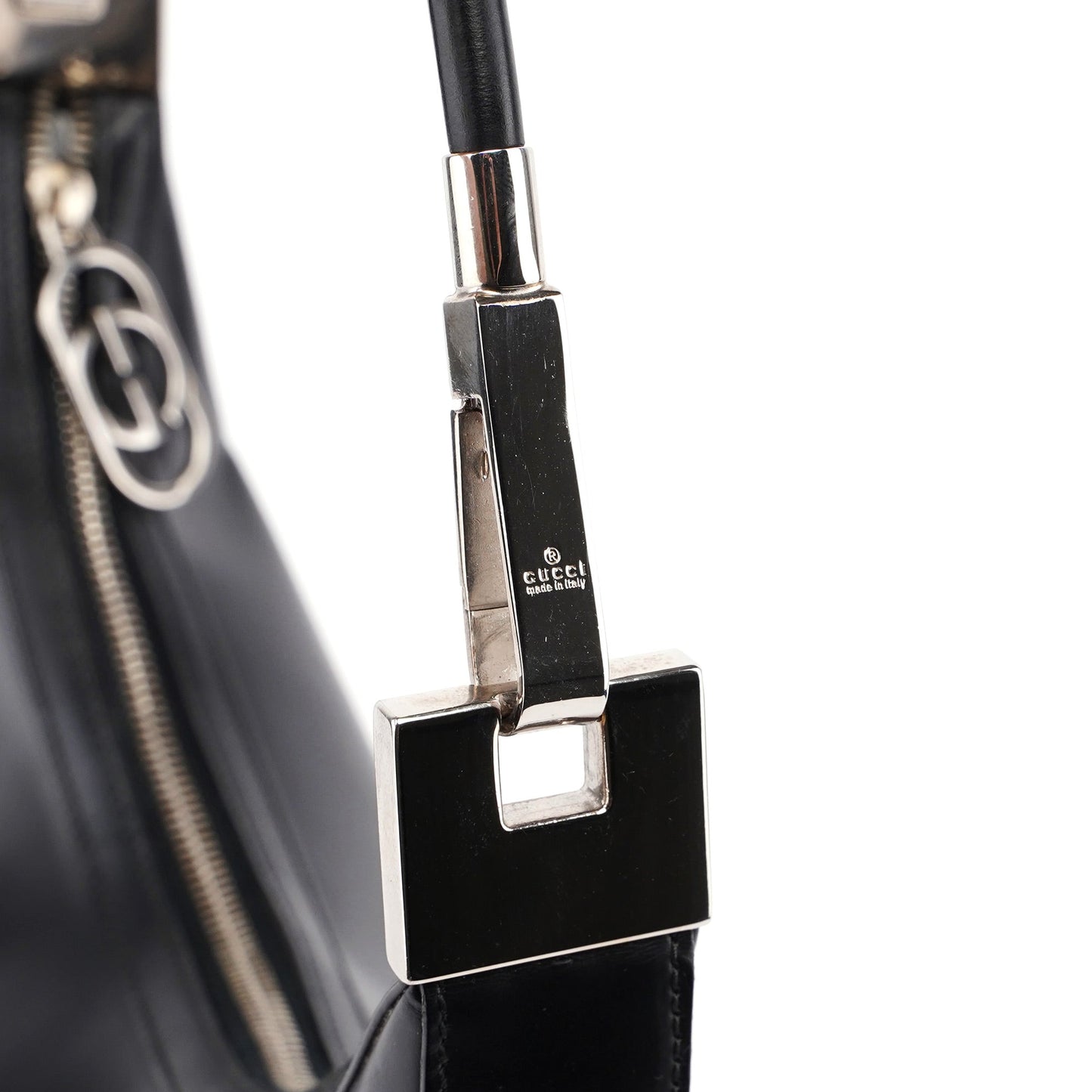 Black Calfskin Hobo Shoulder Bag