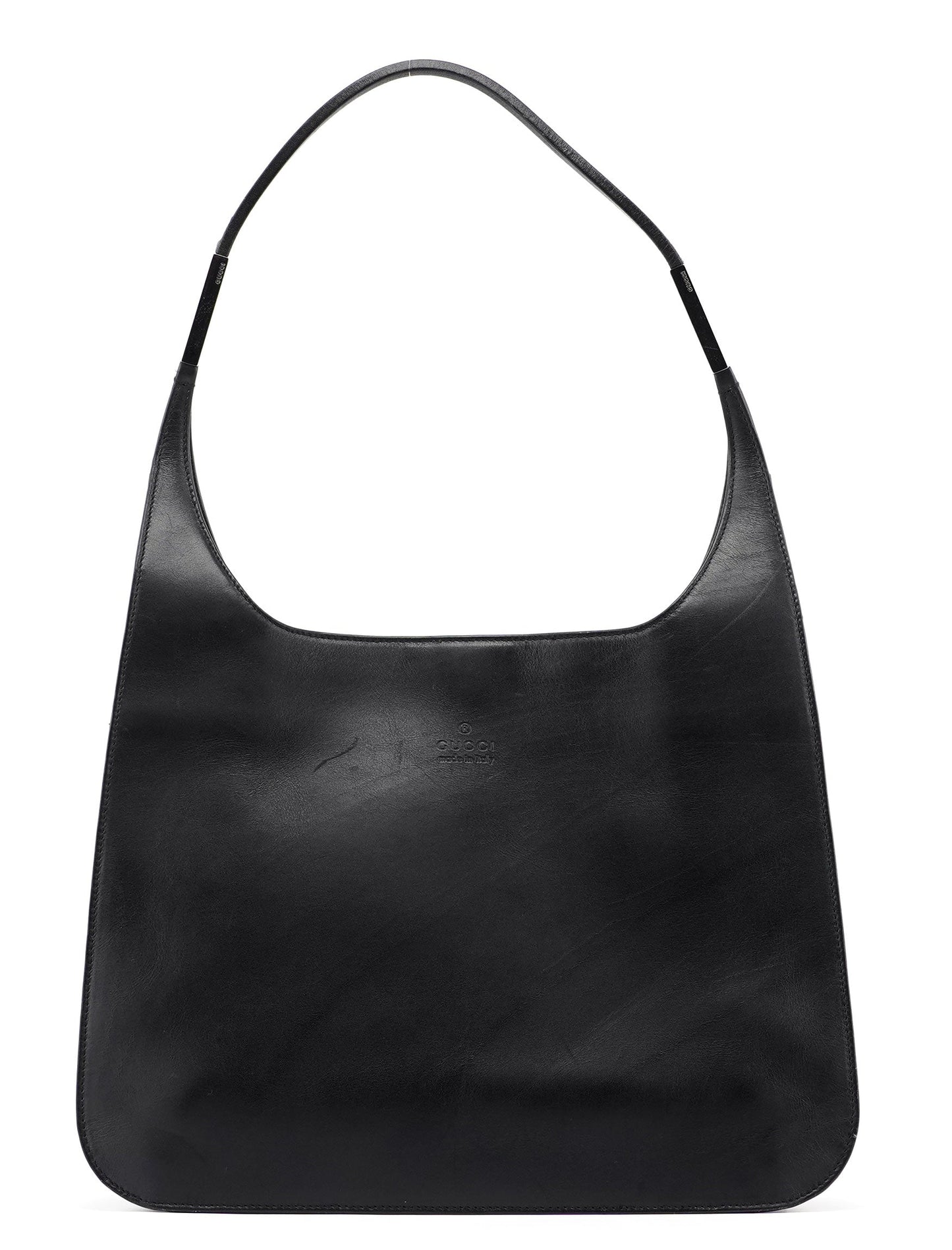 Black Calfskin Hobo Shoulder Bag